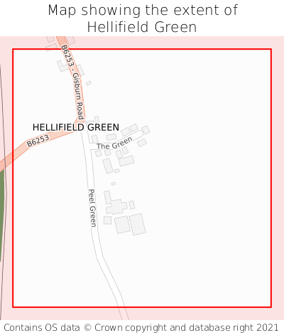 Map showing extent of Hellifield Green as bounding box