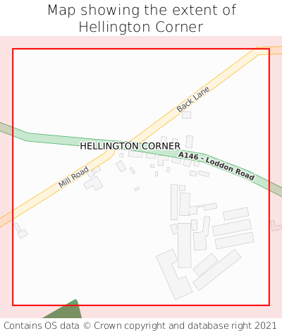 Map showing extent of Hellington Corner as bounding box