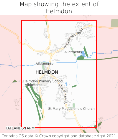 Map showing extent of Helmdon as bounding box