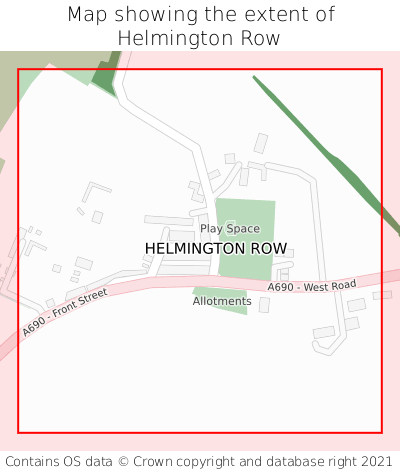 Map showing extent of Helmington Row as bounding box