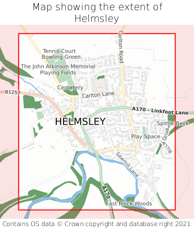Map showing extent of Helmsley as bounding box