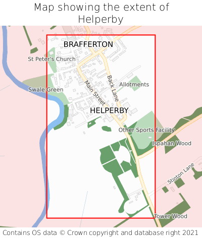 Map showing extent of Helperby as bounding box