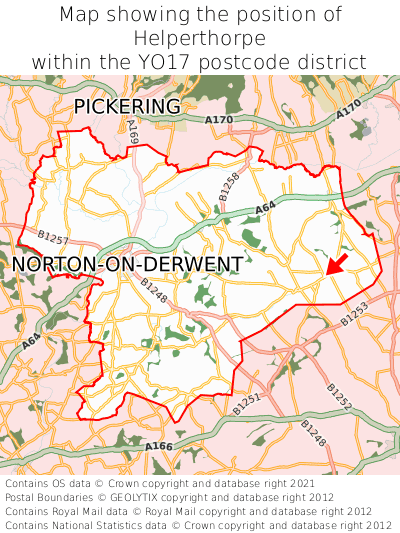 Map showing location of Helperthorpe within YO17