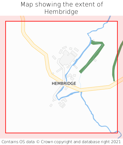 Map showing extent of Hembridge as bounding box