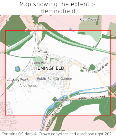 Map showing extent of Hemingfield as bounding box