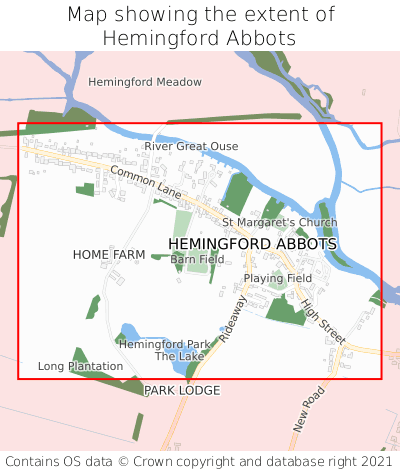 Map showing extent of Hemingford Abbots as bounding box