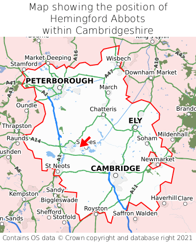 Map showing location of Hemingford Abbots within Cambridgeshire