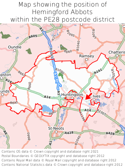 Map showing location of Hemingford Abbots within PE28