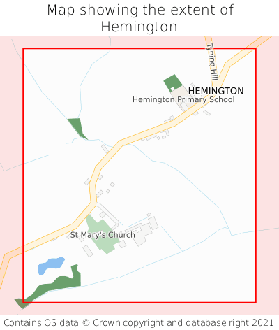 Map showing extent of Hemington as bounding box