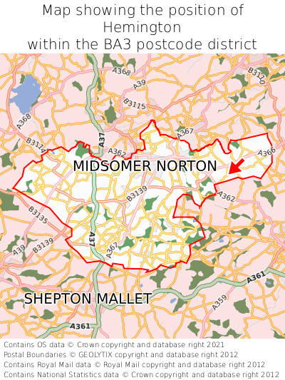 Map showing location of Hemington within BA3