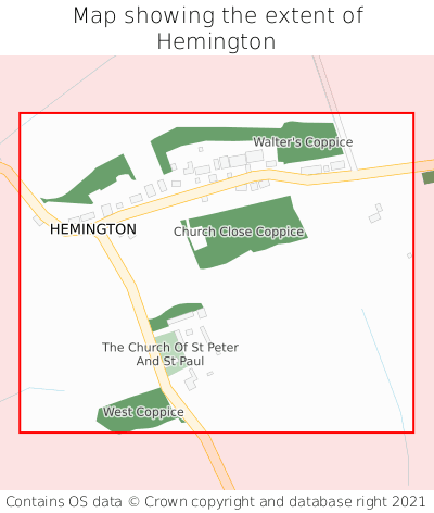 Map showing extent of Hemington as bounding box