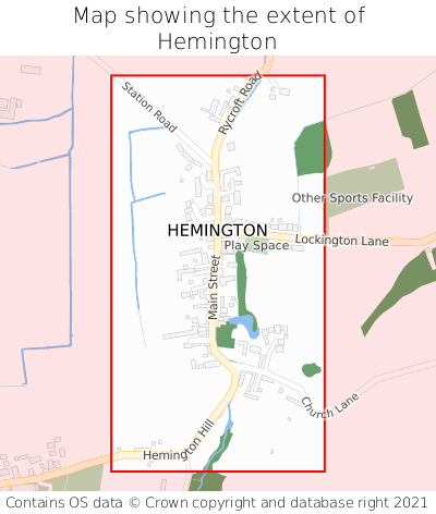 Map showing extent of Hemington as bounding box