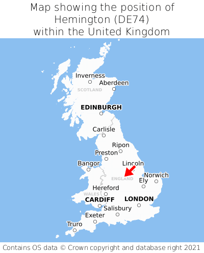 Map showing location of Hemington within the UK