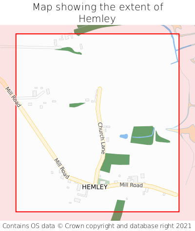Map showing extent of Hemley as bounding box