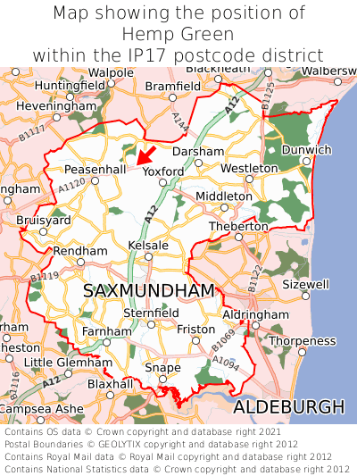 Map showing location of Hemp Green within IP17