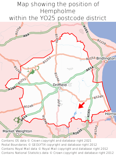 Map showing location of Hempholme within YO25