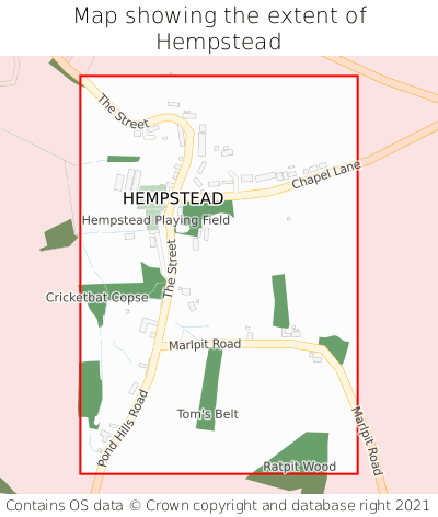 Map showing extent of Hempstead as bounding box