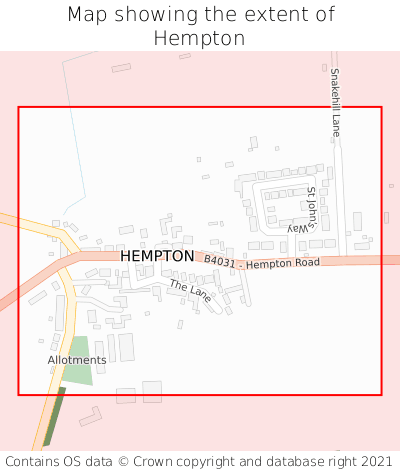 Map showing extent of Hempton as bounding box