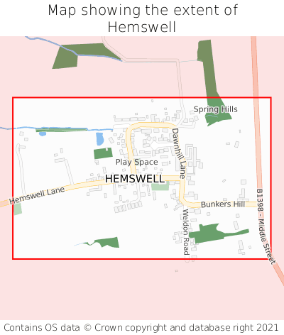 Map showing extent of Hemswell as bounding box