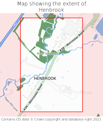 Map showing extent of Henbrook as bounding box