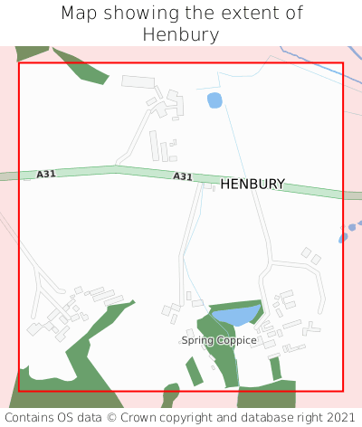 Map showing extent of Henbury as bounding box