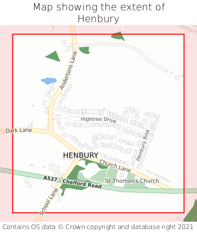 Map showing extent of Henbury as bounding box