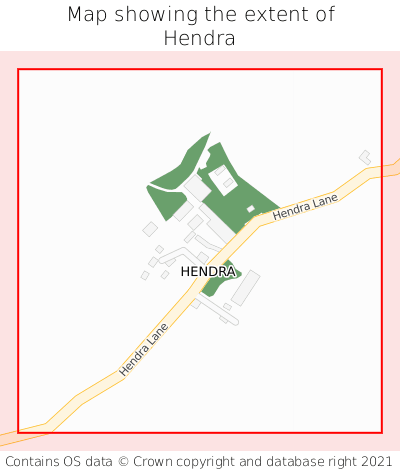 Map showing extent of Hendra as bounding box