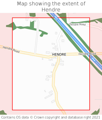 Map showing extent of Hendre as bounding box