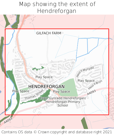 Map showing extent of Hendreforgan as bounding box