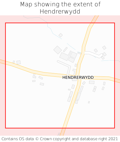 Map showing extent of Hendrerwydd as bounding box