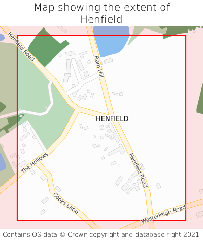 Map showing extent of Henfield as bounding box