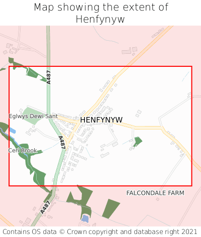 Map showing extent of Henfynyw as bounding box