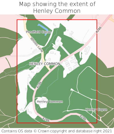 Map showing extent of Henley Common as bounding box
