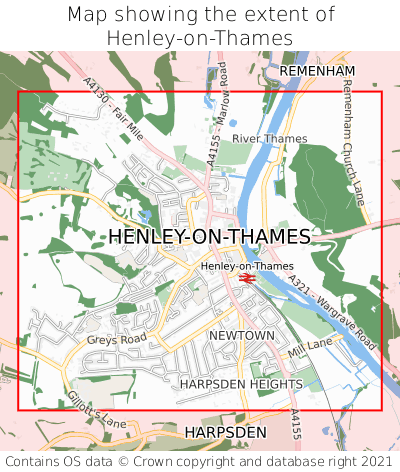 Map showing extent of Henley-on-Thames as bounding box