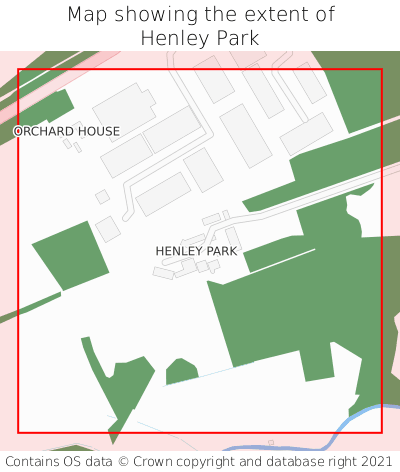 Map showing extent of Henley Park as bounding box