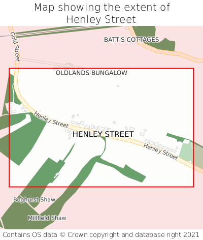 Map showing extent of Henley Street as bounding box
