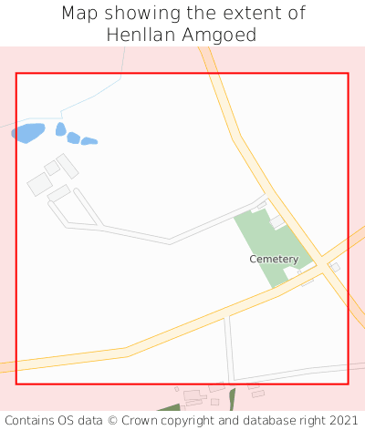 Map showing extent of Henllan Amgoed as bounding box