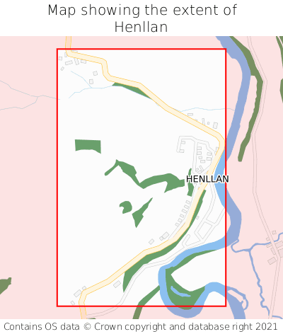 Map showing extent of Henllan as bounding box