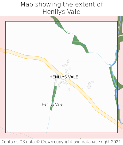 Map showing extent of Henllys Vale as bounding box