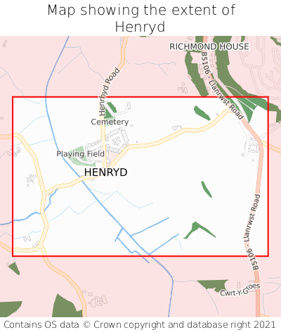 Map showing extent of Henryd as bounding box