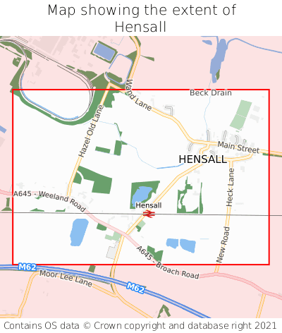 Map showing extent of Hensall as bounding box