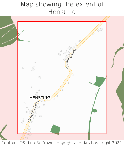 Map showing extent of Hensting as bounding box