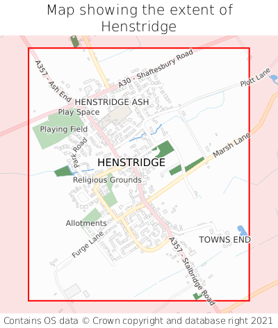 Map showing extent of Henstridge as bounding box