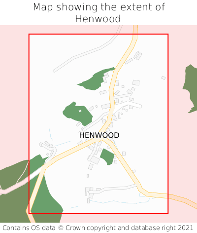 Map showing extent of Henwood as bounding box