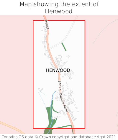 Map showing extent of Henwood as bounding box