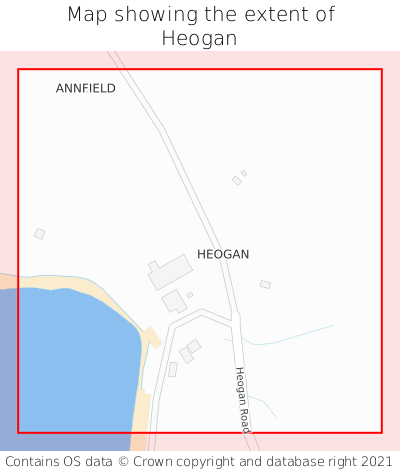 Map showing extent of Heogan as bounding box