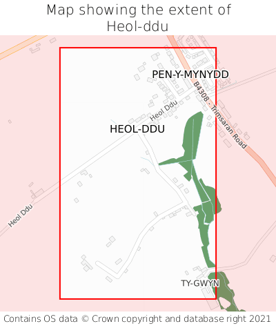 Map showing extent of Heol-ddu as bounding box