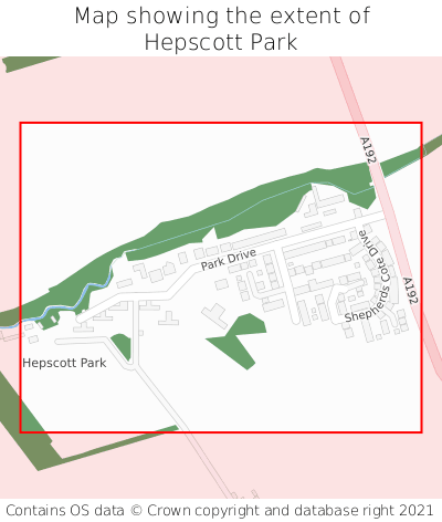 Map showing extent of Hepscott Park as bounding box