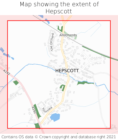 Map showing extent of Hepscott as bounding box