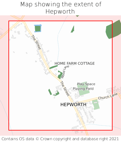 Map showing extent of Hepworth as bounding box
